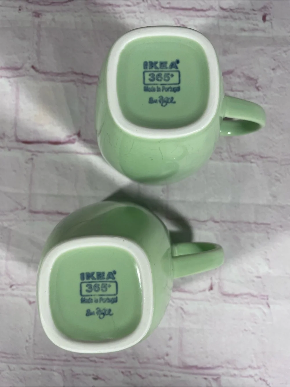 IKEA 365+ Susan Pryke Green 10oz Stoneware Mugs Portugal Set of 2